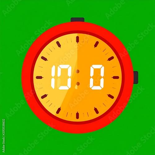 Bright red stopwatch on green, showing 1000
