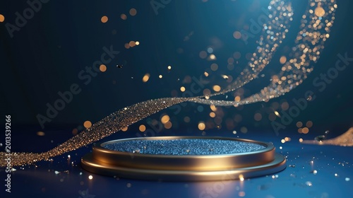 Glittering Gold And Blue Platform With Sparkling Dust