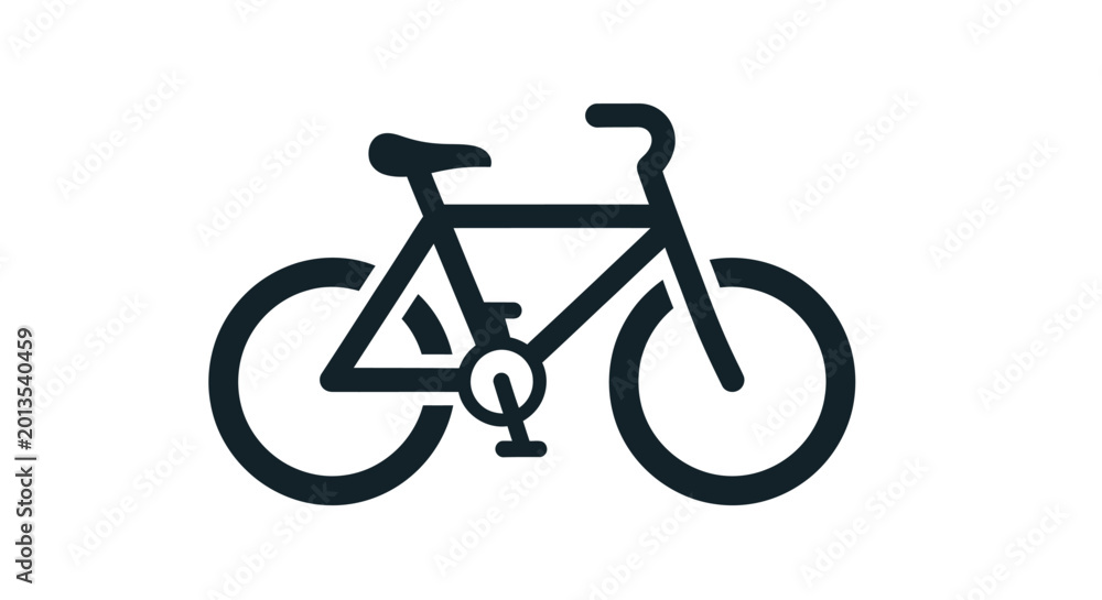 Obraz premium Minimalist black bicycle illustration on white background for design and concept