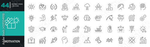 Obraz na plátne Motivation line icon set