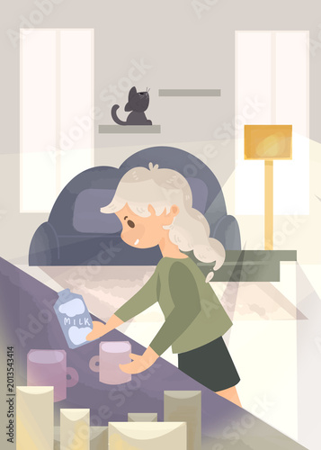 Whimsical Hand-Drawn Illustration of a Girl with Elemental Motifs