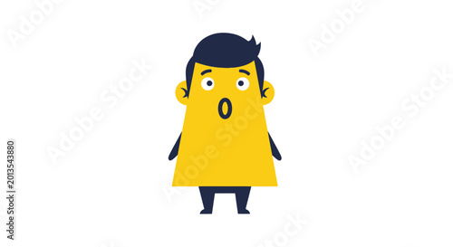 Cuadro en lienzo Surprised Cartoon Man Character, Astonished Expression, Flat Design