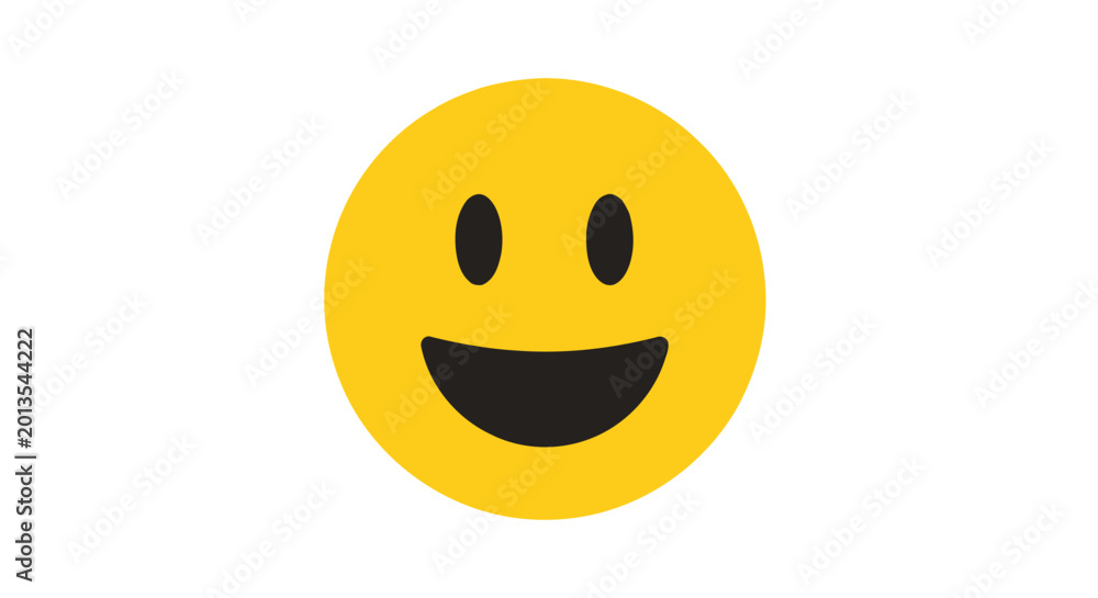 Fototapeta premium Smiling yellow circle emoji isolated on white background
