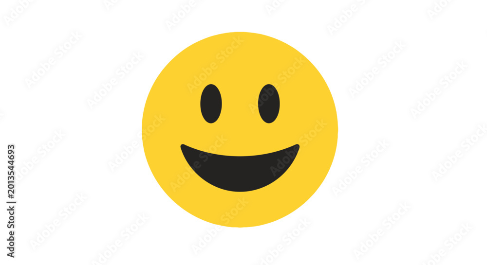 Fototapeta premium Smiling yellow emoji illustration isolated on white background for design