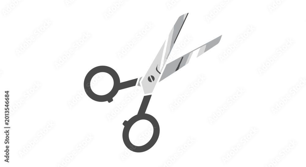 Fototapeta premium Scissors illustration on white background for cut trim or craft projects