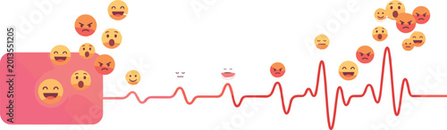 Fotografia Customer sentiment tracking vector illustration featuring social media emoji rea