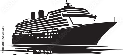 Фотография Cruise ship, ocean liner, black silhouette, vector illustration, nautical icon