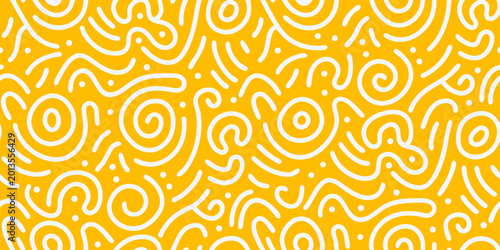 Tableau sur toile abstract swirl pattern with white lines on a vibrant yellow background high qual