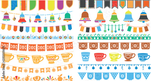 colorful mexican fiesta party decorations and drinkware collection