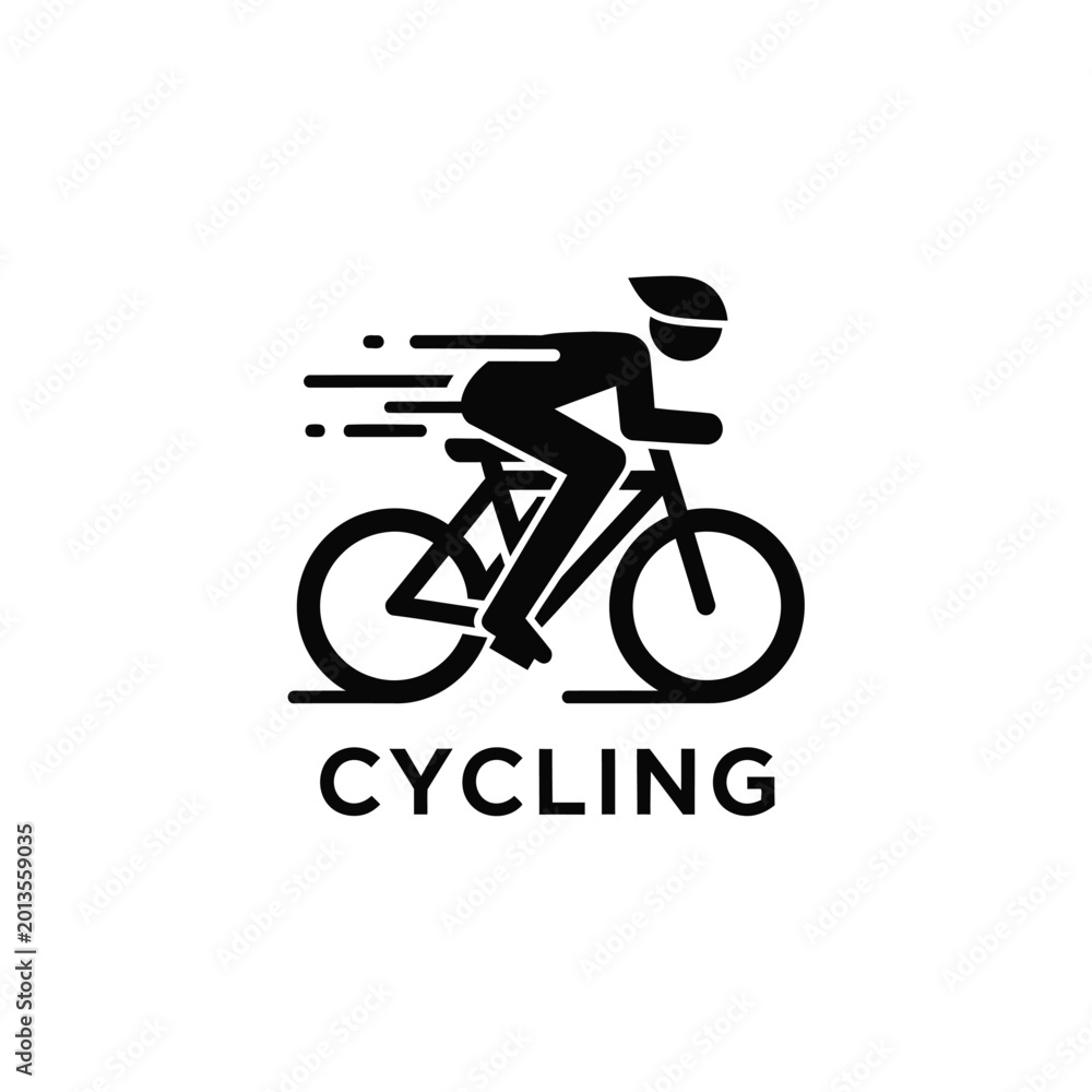 Fototapeta premium black silhouette of a cyclist riding a bicycle motion lines on a white background high quality professional detailed modern elegant