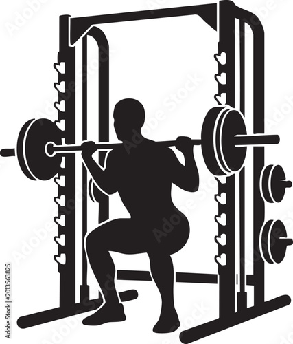 Weightlifting, Squat Exercise, Fitness Illustration, Gym Icon, Workout Vector