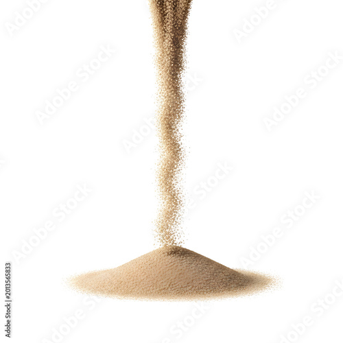 Sand falling from above pile.