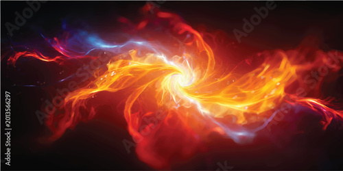 Billede på lærred Fiery explosion with a burning heart on a black backdrop features vibrant orange