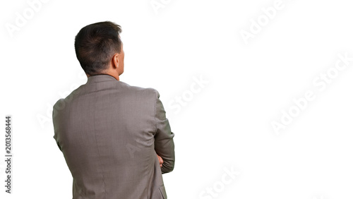 Businessman standing rear view looking at empty space