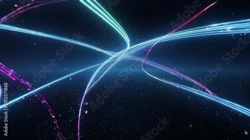 neon light trails in space, colorful streaks