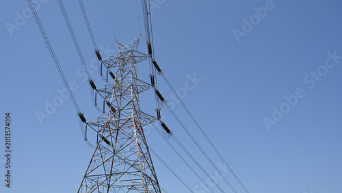 Steel electricity tower with power conductors