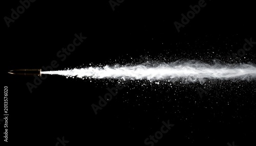 Bullet trail with white powder explosion