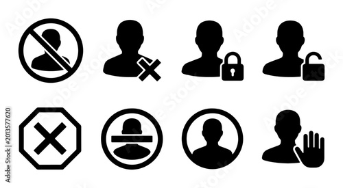 Photos User Account Icons Set: Security, Access Control, and Privacy Symbols for Digita