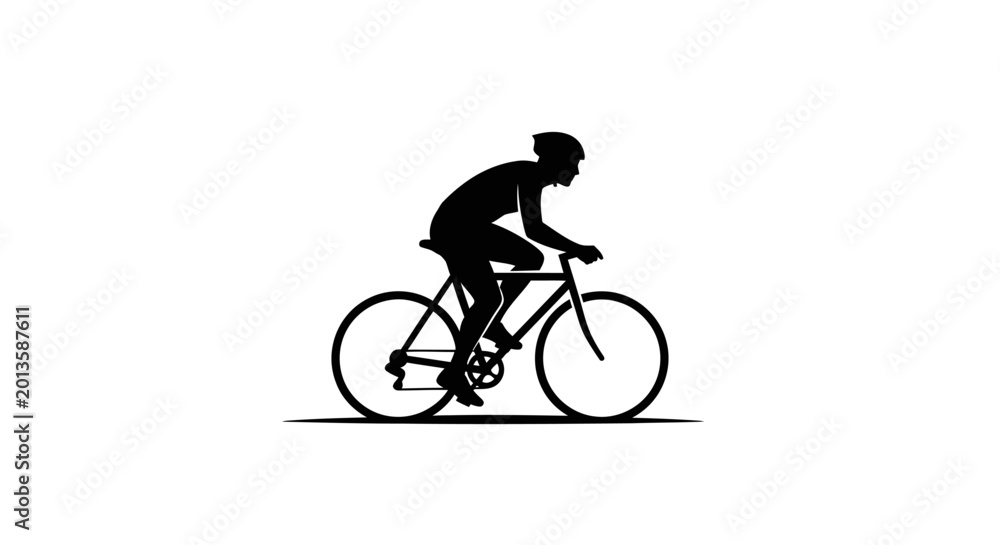 Fototapeta premium Cyclist Silhouette Riding Bicycle Vector Graphic