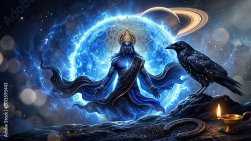 Shani Dev Supernova Vision – Celestial Spiritual Energy Artwork