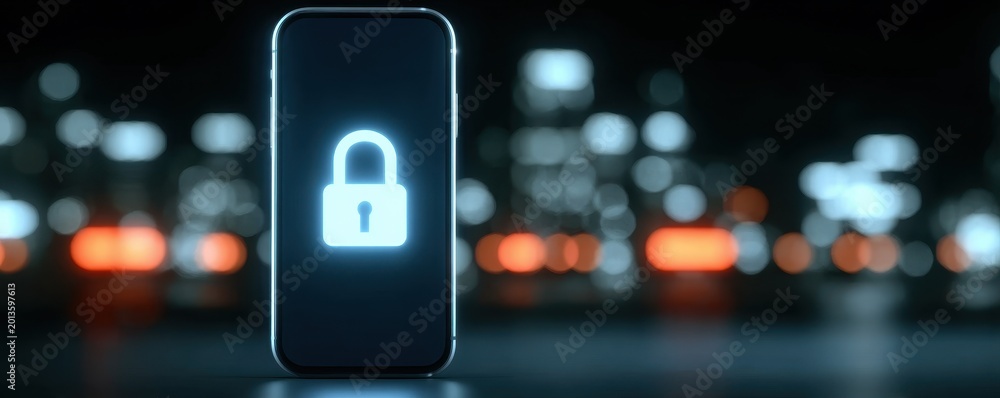 Fototapeta premium Secure mobile smartphone app interface design protects the user while the system encrypts every message and private file.