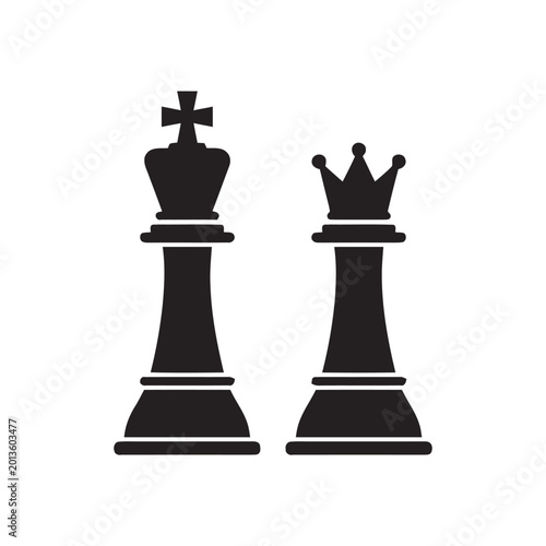Chess king and queen stand side by side as powerful representatives of the classic tabletop game.