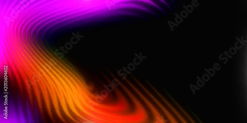 Rhythmic fuchsia and solar orange ripples with intense stipple grain and organic wave contours on an obsidian void