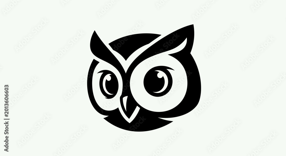 Fototapeta premium Stylized black and white owl icon