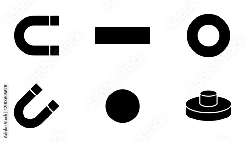 Canvas Print Magnet Icons Set, Magnetic Force Symbols, Physics Science Objects, Industrial Te