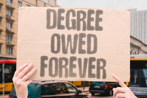 Принти на полотні "Degree Owed Forever" Student loan interest prevents most graduates clearing debt