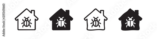 Quadro su tela Home pest control and extermination icon in outline style, showing bug infestation in a house