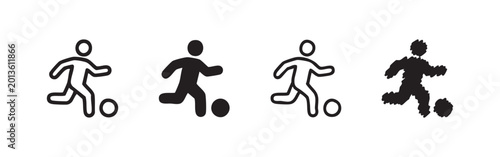 Fotografija Person kicking soccer ball icons, representing football sport, game, activity, and athleticism
