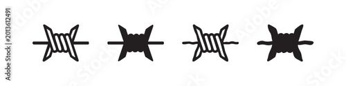 Tableau sur toile Barbed Wire Segment Icon Set - Security, Restriction, and Danger Symbols