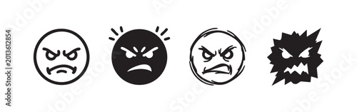 Fotografía Angry Face Icons: Outline, Solid, Sketchy, and Distorted