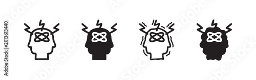 фотографія Crying Person Icons: Outline, Solid, Textured, and Jagged
