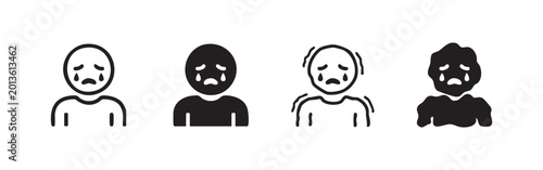 Photos Sad Person Icons with Drooping Shoulders: Outline, Solid, Textured, Jagged