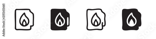 Photography Burning paper icons in different styles