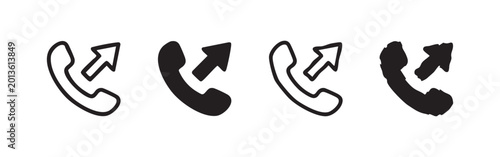 Slika na platnu Phone call or outgoing call icons in black and white