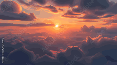 Schilderij op canvas A moody, minimalist composition of overlapping deep blue and purple organic forms, ideal for modern corporate backgrounds or artistic headers