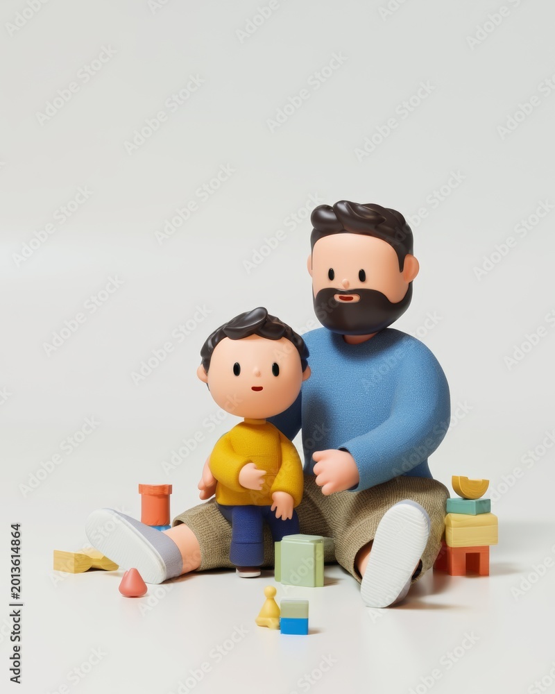 Fototapeta premium Family Time: Father and Son Playing with Toys