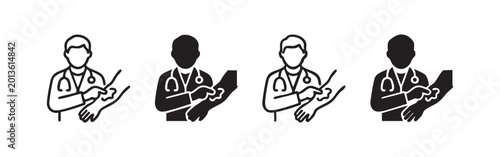 Tableau sur toile Doctor giving injection icons set