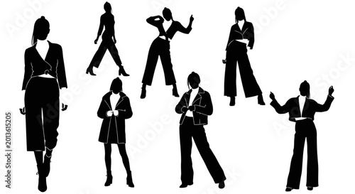 Fashionable Women Silhouettes in Stylish Outfits, Modern Lifestyle