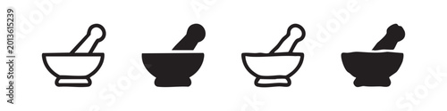 Fotografía Mortar and pestle icon set