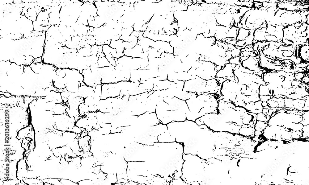 Fototapeta premium Close-up cracked and weathered white surface with irregular black fissures forming fragmented sections, distressed aged texture background for design, geology, or artistic use