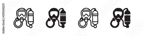 Foto Set of icons representing scuba diving or gas mask equipment