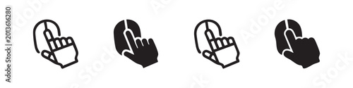 Obraz na plátne Collection of icons showing a computer mouse with a finger clicking