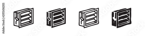 Obraz na płótnie Set of icons depicting venetian blinds in various styles