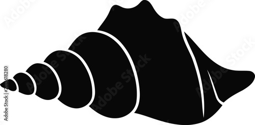 Foto Black and white illustration of a conch shell with spiral design