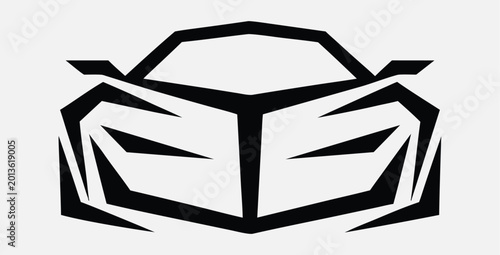 Sports car silhouette black and white graphic