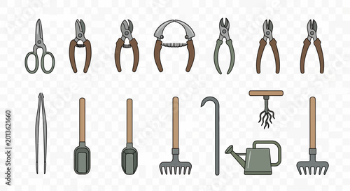 Canvastavla Gardening Tools Collection: Secateurs, Shears, Rakes, Trowels, Watering Can